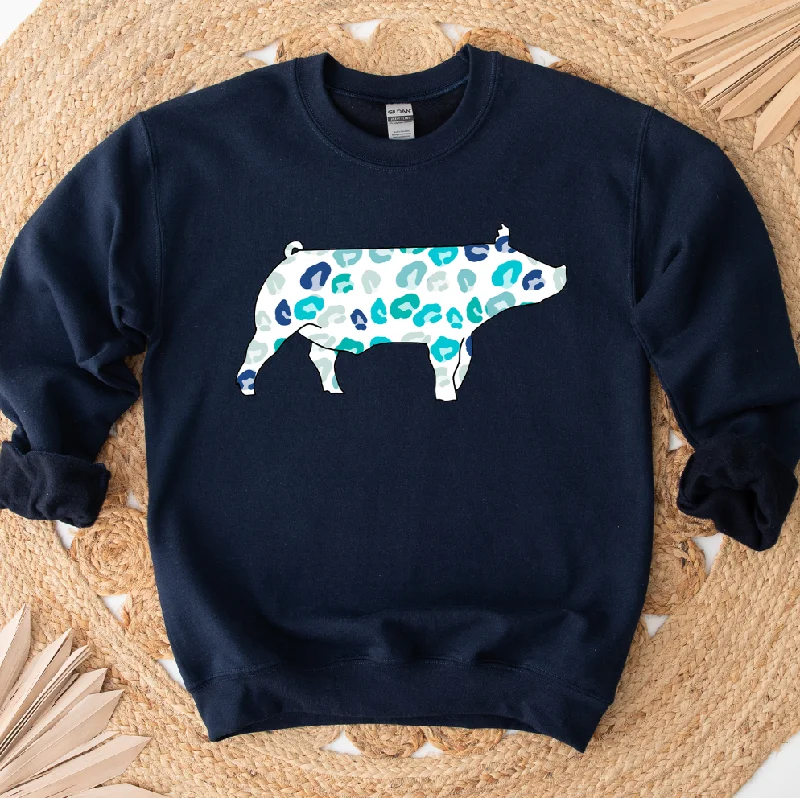 Turquoise Cheetah Pig Crewneck (S-3XL) - Multiple Colors!