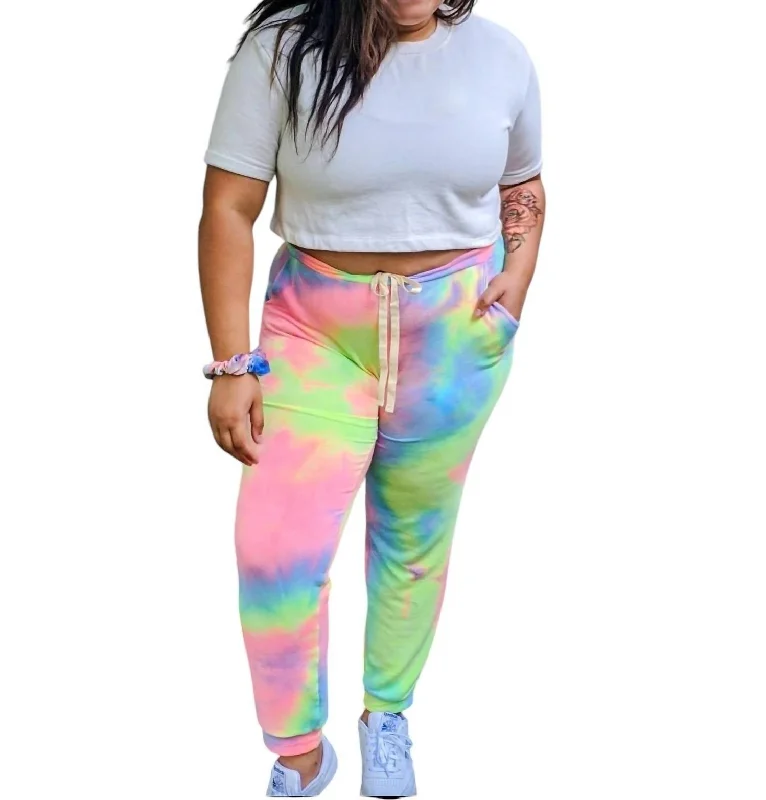 Babe Tie Dye Joggers In Multicolor