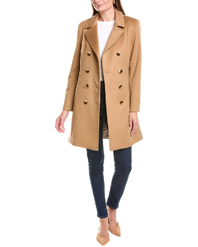 sofiacashmere Modern Wool & Cashmere-Blend Trench Coat