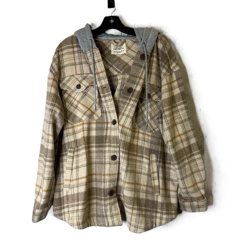 Jacket Shirt By Ashley In Tan, Size: Xl