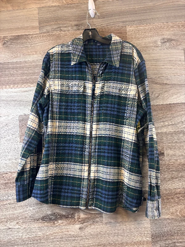 Jacket Shirt By Chaps In Blue & Green, Size: Xl