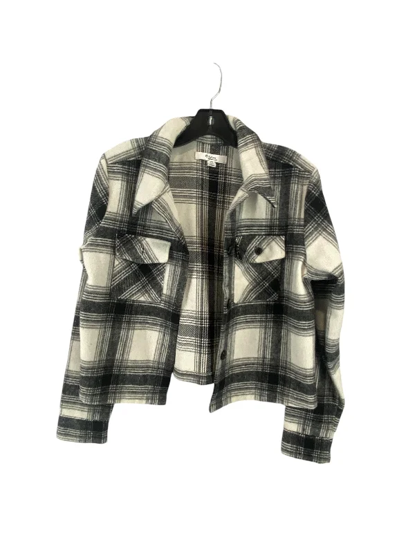 Jacket Shirt By Clothes Mentor In Black & White, Size: S