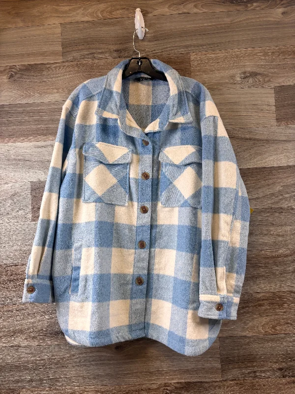 Jacket Shirt By Members Mark In Blue & White, Size: Xl