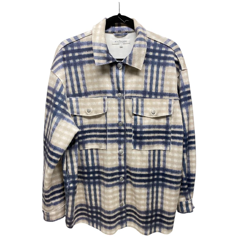 Jacket Shirt By Workshop In Plaid Pattern, Size: M